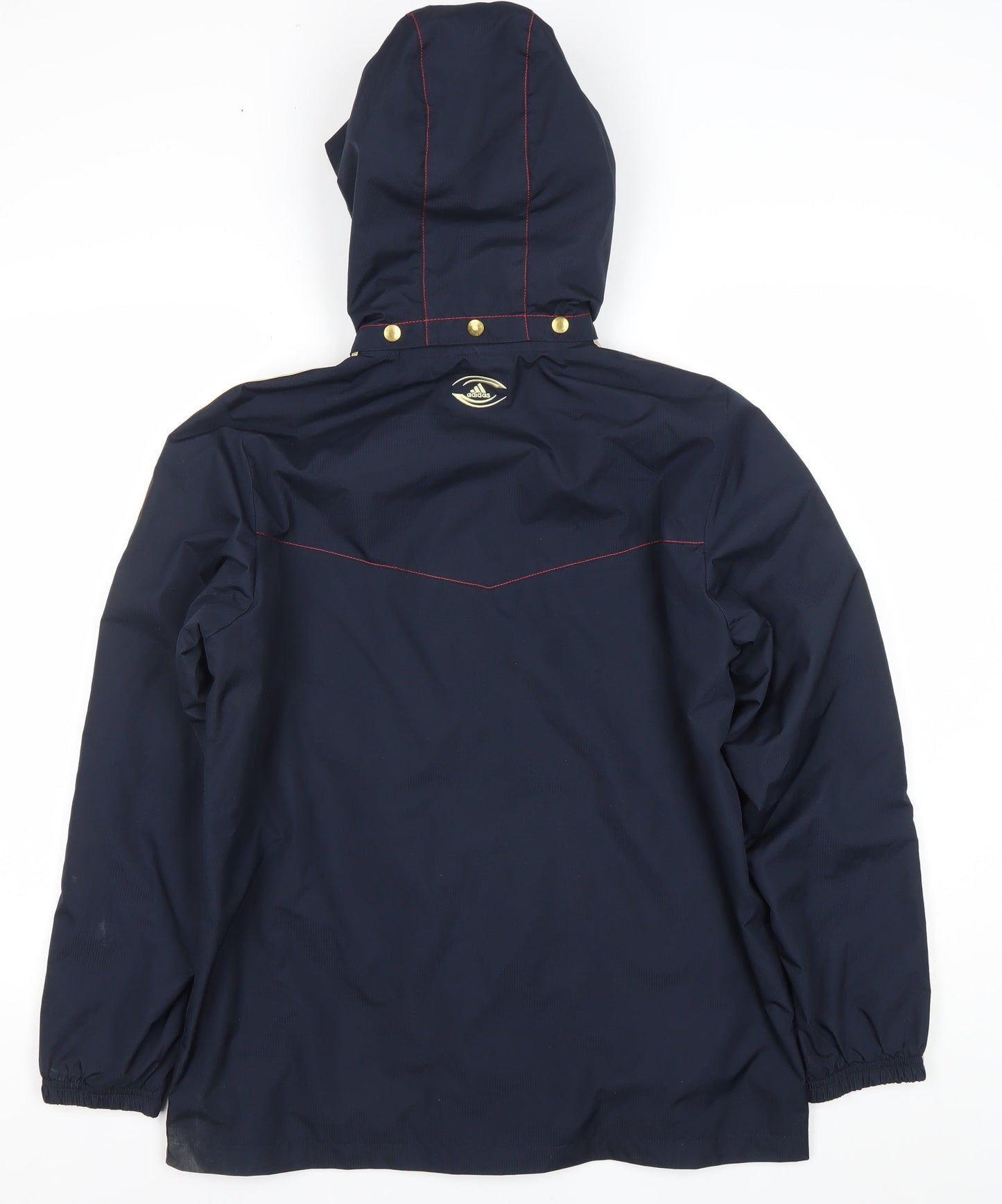 Adidas Teens Blue Waterproof Hooded Sports Jacket Size 164