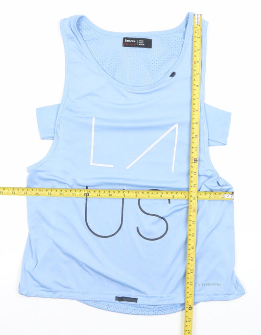 Bershka Womens Blue Activewear Tank Top Size 8 Regular Fit