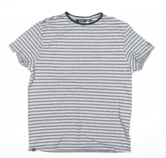 Regatta Men’s Blue Striped Cotton Blend Crew Neck T-Shirt Size L