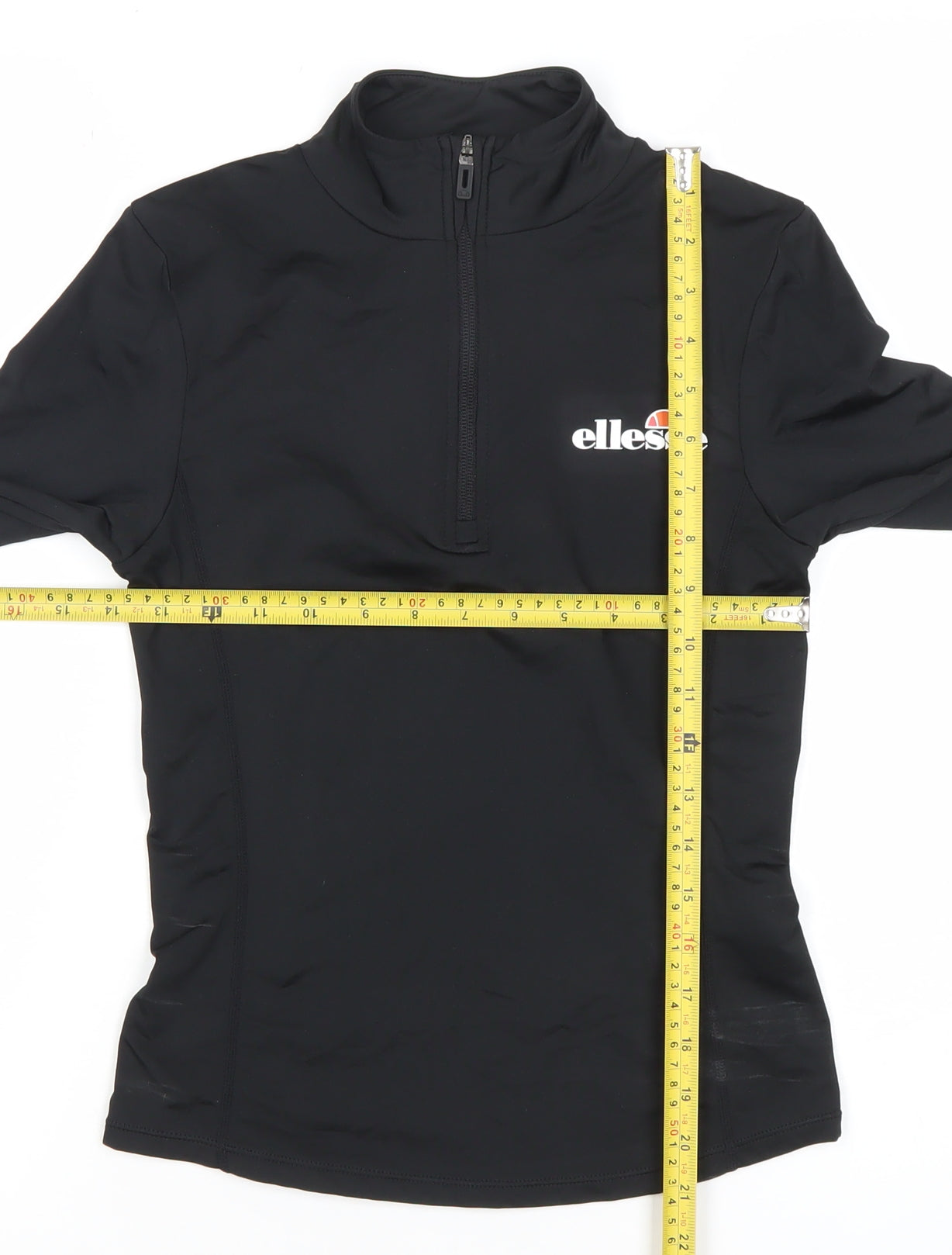 Ellesse Womens Black Size 6 Long Sleeve 1/4 Zip Activewear Top