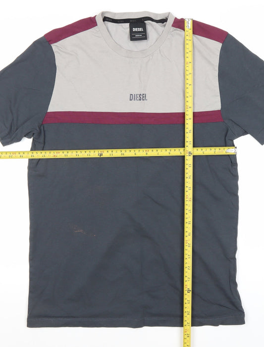 Diesel Men's Multicolour Cotton T-Shirt Medium Crew Neck Logo