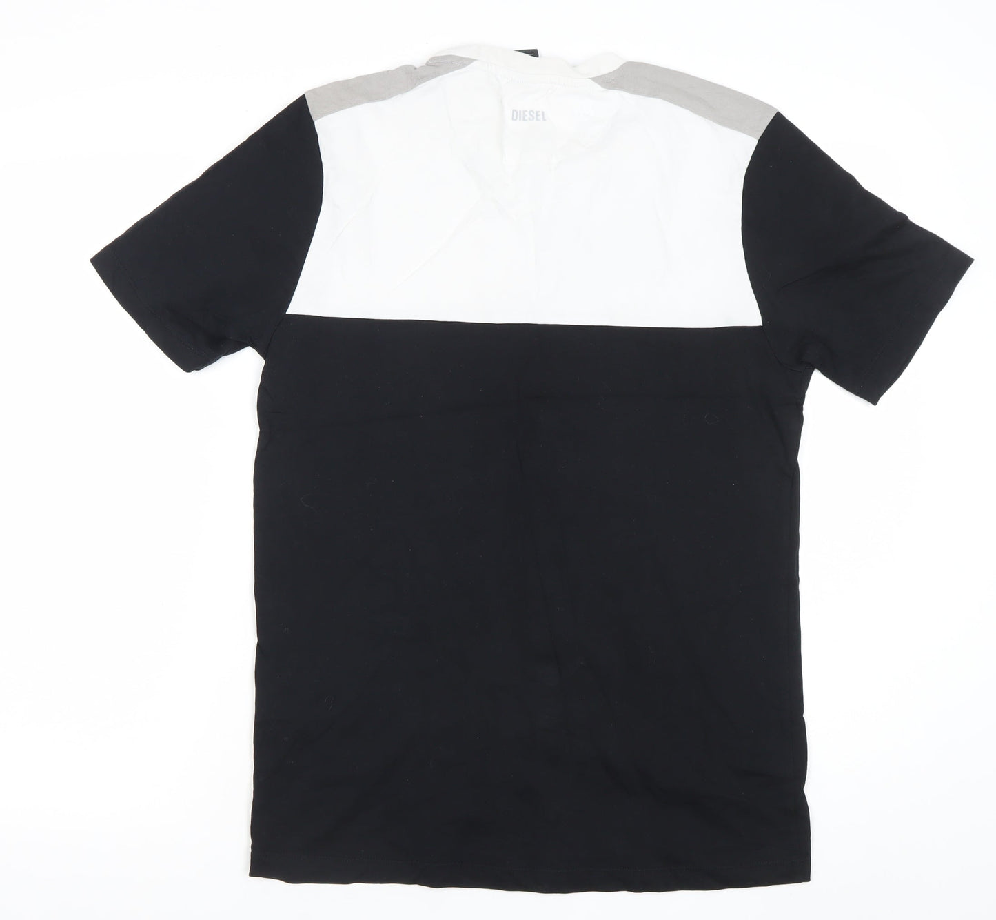 Diesel Mens Medium Black White Grey Colourblock Cotton T-Shirt