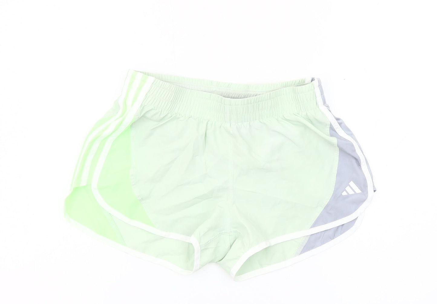 Adidas Womens Green Grey Athletic Sports Shorts Size S Slim Fit