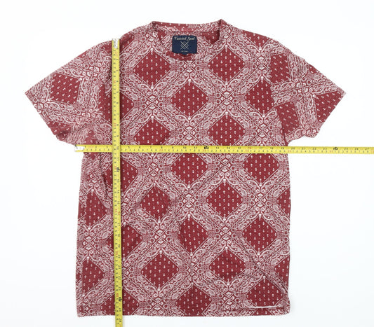 Twisted Soul Men Red Paisley Cotton T-Shirt Size L Crew Neck