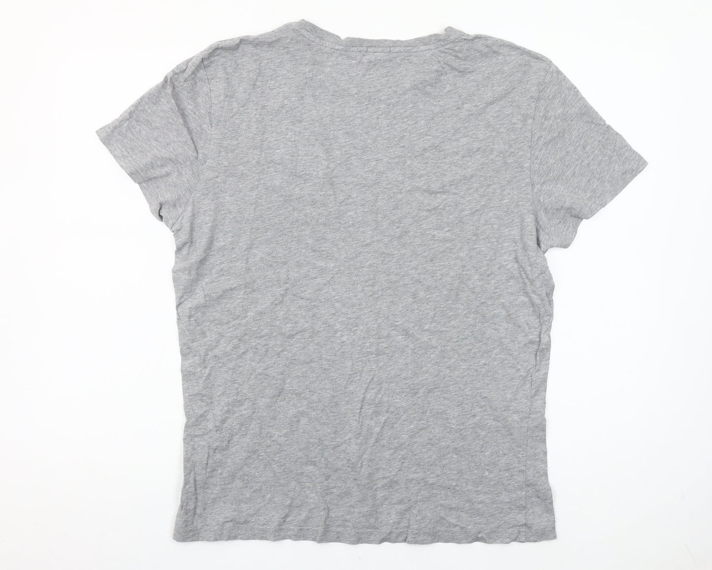 Tommy Hilfiger Womens Grey Cotton Logo T-Shirt Size L Casual