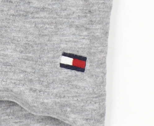 Tommy Hilfiger Womens Grey Cotton Logo T-Shirt Size L Casual