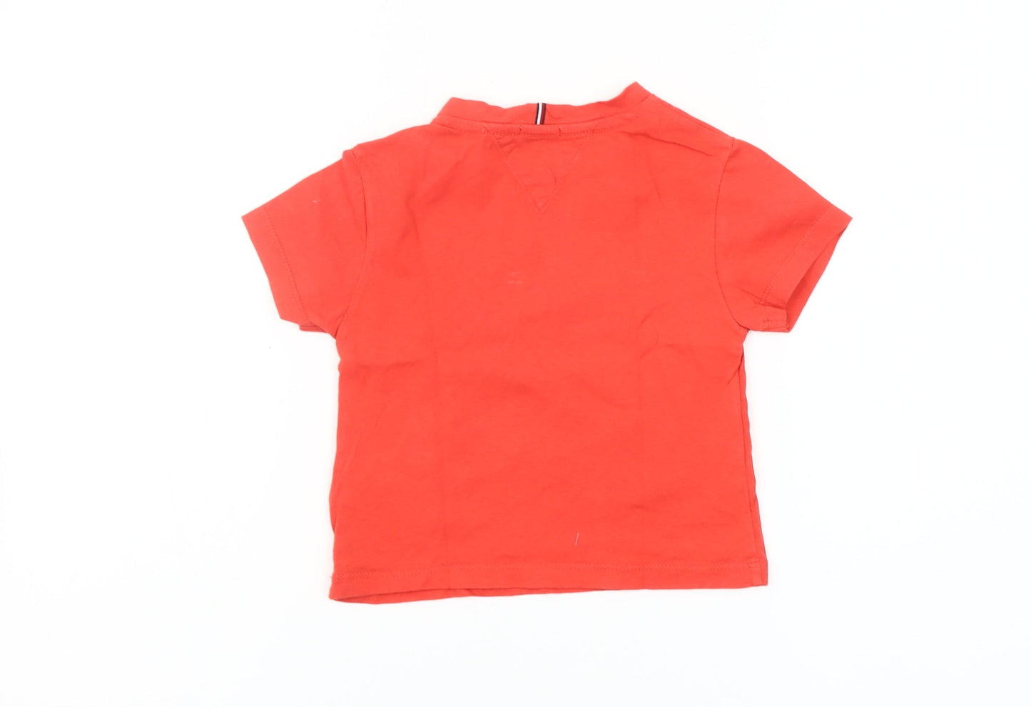 Tommy Hilfiger Girls Red Logo T-Shirt 9-12 Months Short Sleeve Cotton