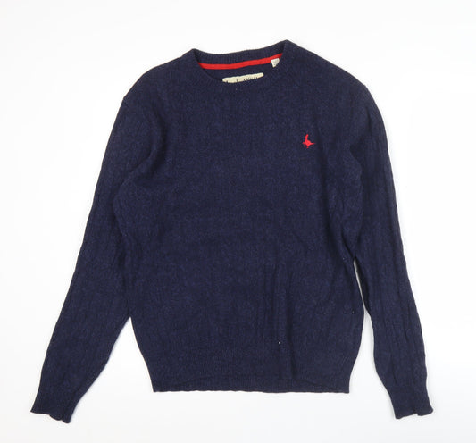 Jack Wills Mens Blue Wool Cotton Pullover Jumper Size M Crew Neck