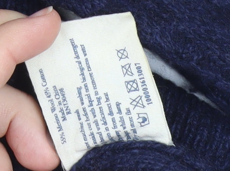 Jack Wills Mens Blue Wool Cotton Pullover Jumper Size M Crew Neck