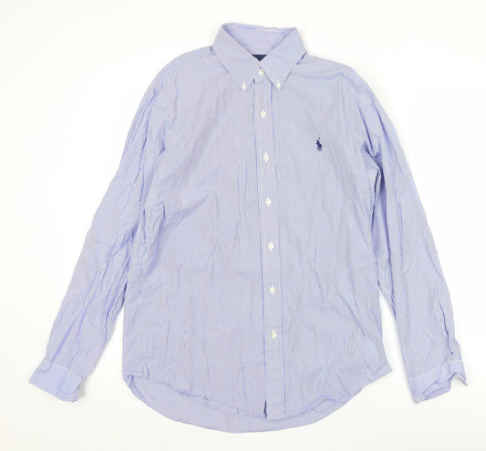 Ralph Lauren Men’s Blue Striped Button-Down Shirt M Classic Fit