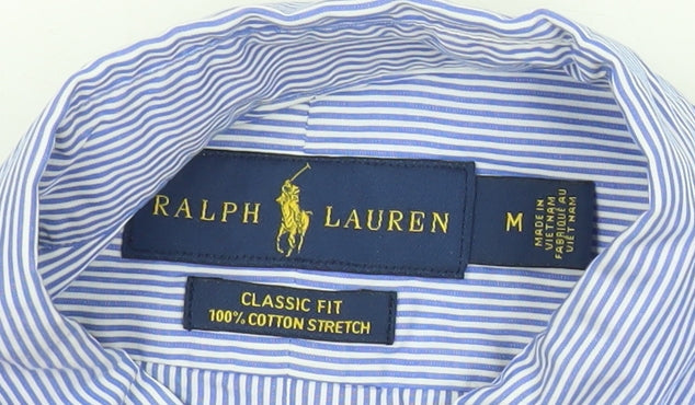 Ralph Lauren Men’s Blue Striped Button-Down Shirt M Classic Fit