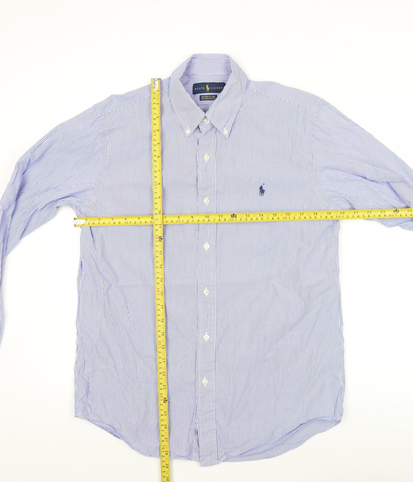 Ralph Lauren Men’s Blue Striped Button-Up Shirt Size M Classic Fit