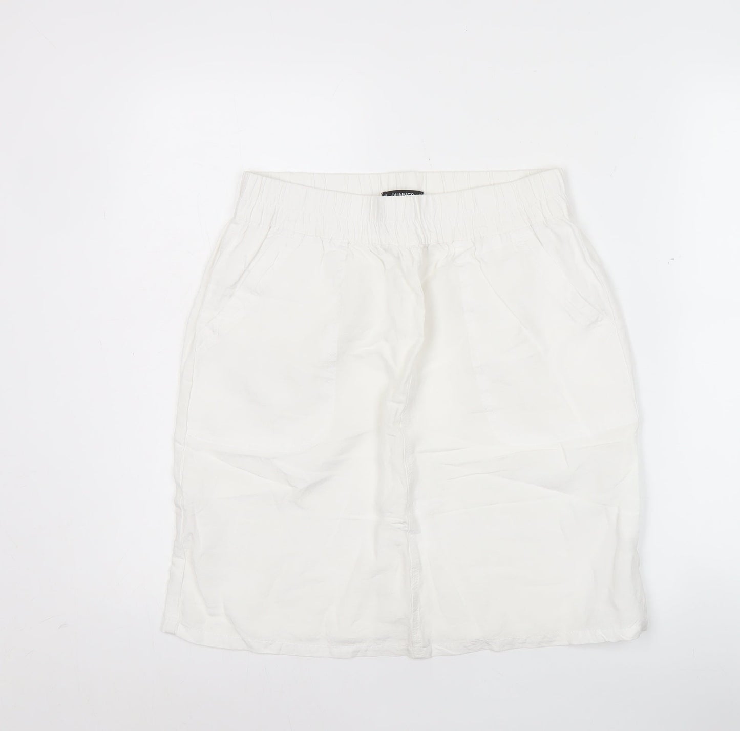 Dunnes Womens White Linen Blend Knee Length Pencil Skirt S