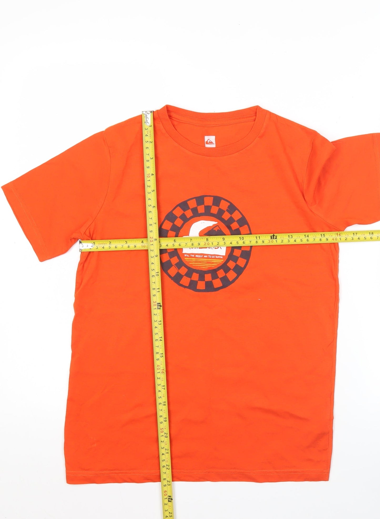 Quiksilver Teens Orange Cotton T-Shirt Size 12 Short Sleeve Surf Logo
