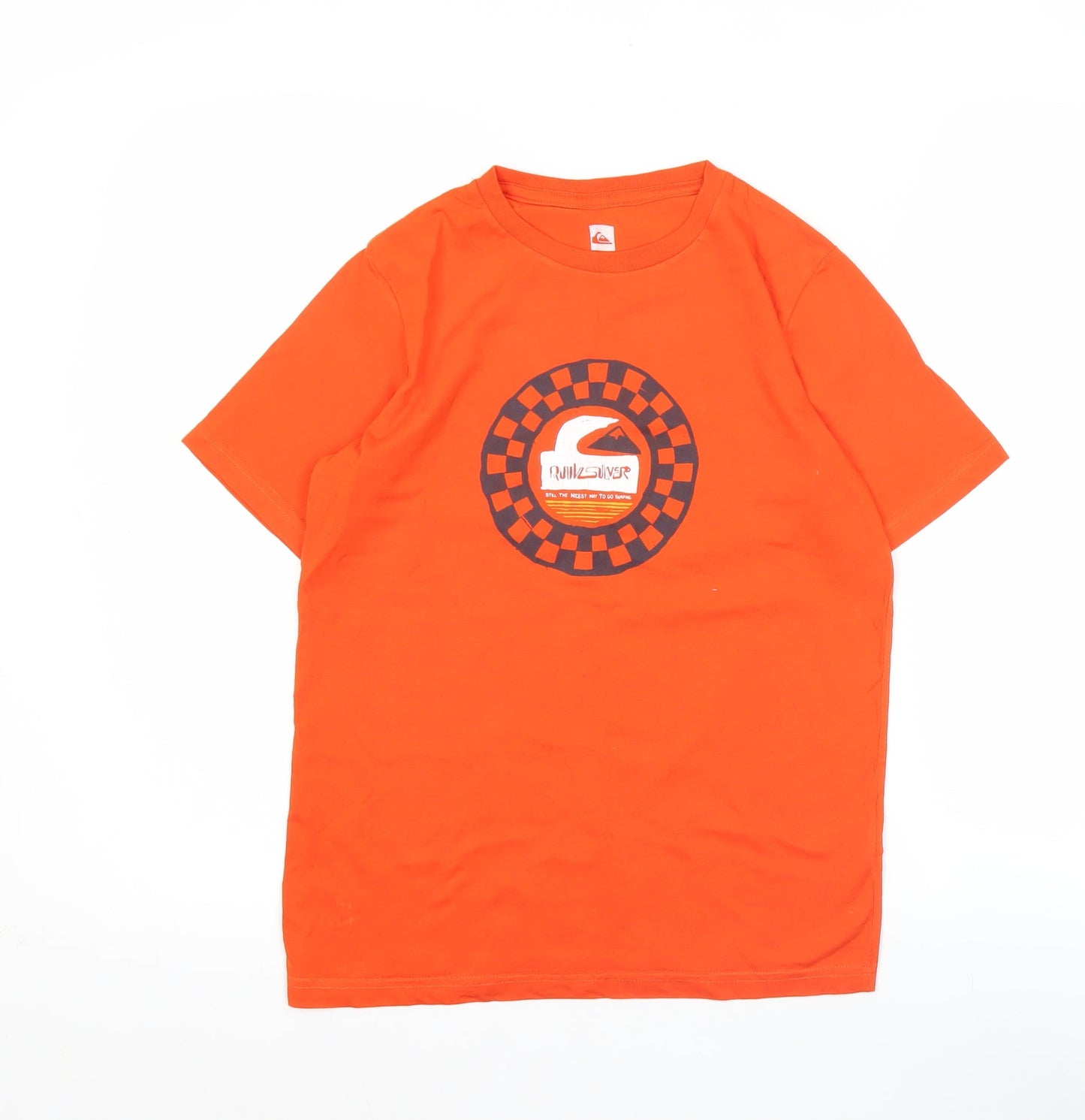 Quiksilver Teens Orange Cotton T-Shirt Size 12 Short Sleeve Surf Logo