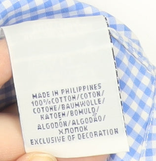 Ralph Lauren Men's Blue Checked Short Sleeve Button-Up Shirt L