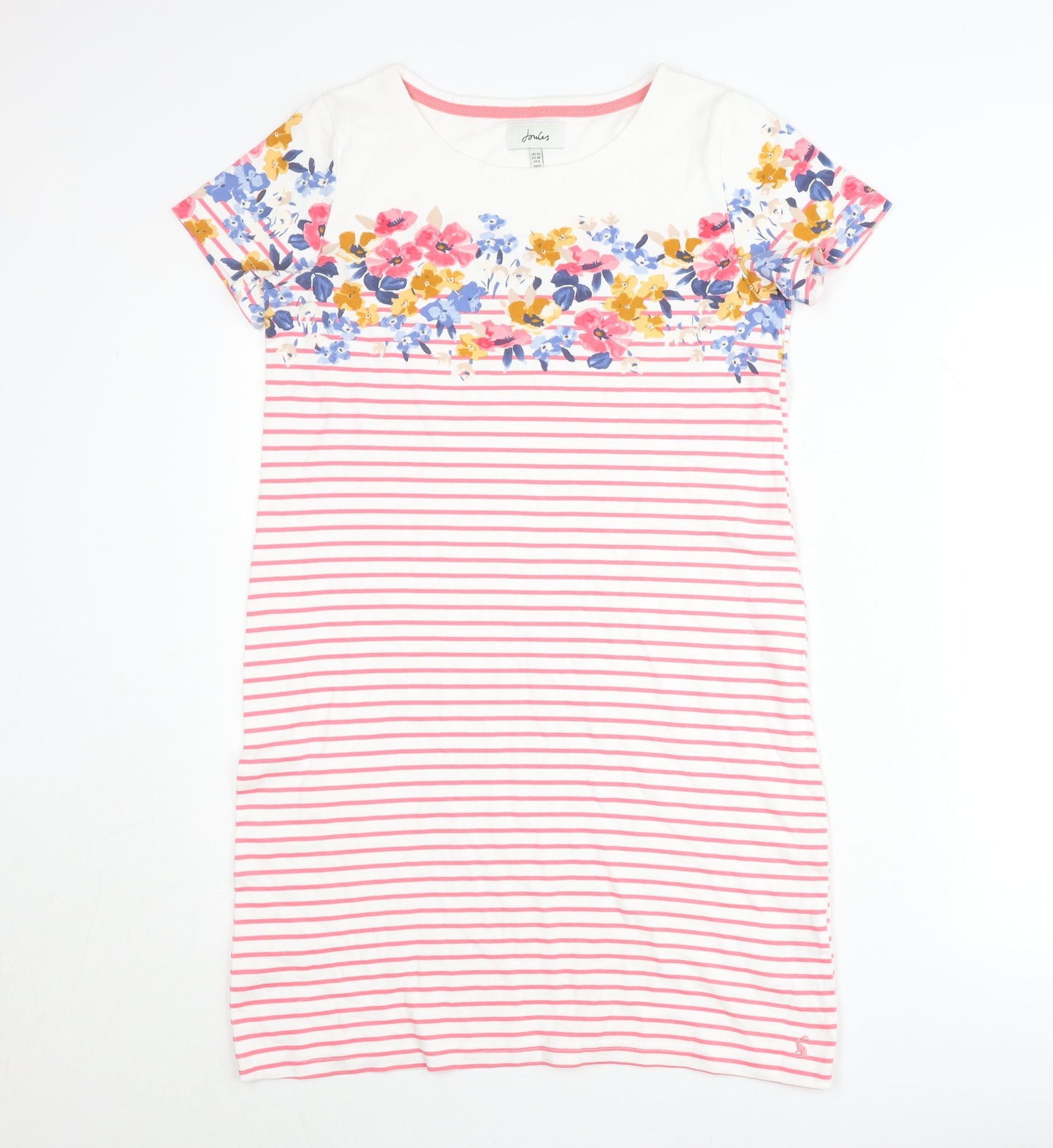 Joules Womens Multicoloured Size 10 T-Shirt Dress Floral Stripe