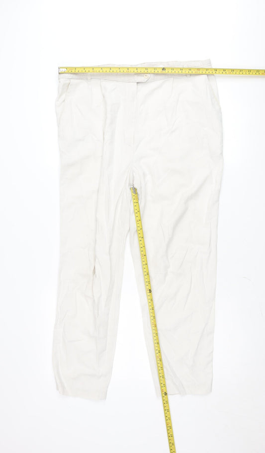 Marks and Spencer Women’s Ivory Cotton Straight Trousers UK 16