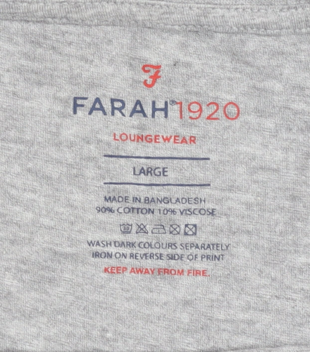 Mens UK Size L Farah Grey Cotton Blend T-Shirt