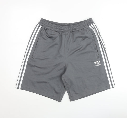 Adidas Mens Grey Sweat Shorts Medium Regular Fit Elastic Waist