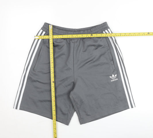 Adidas Mens Grey Sweat Shorts Medium Regular Fit Elastic Waist