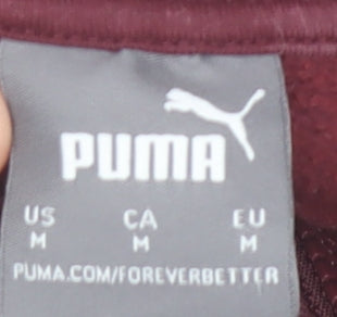 Puma Men’s Colour Block Sweatshirt Black White Red Size M 1/4 Zip Pullover