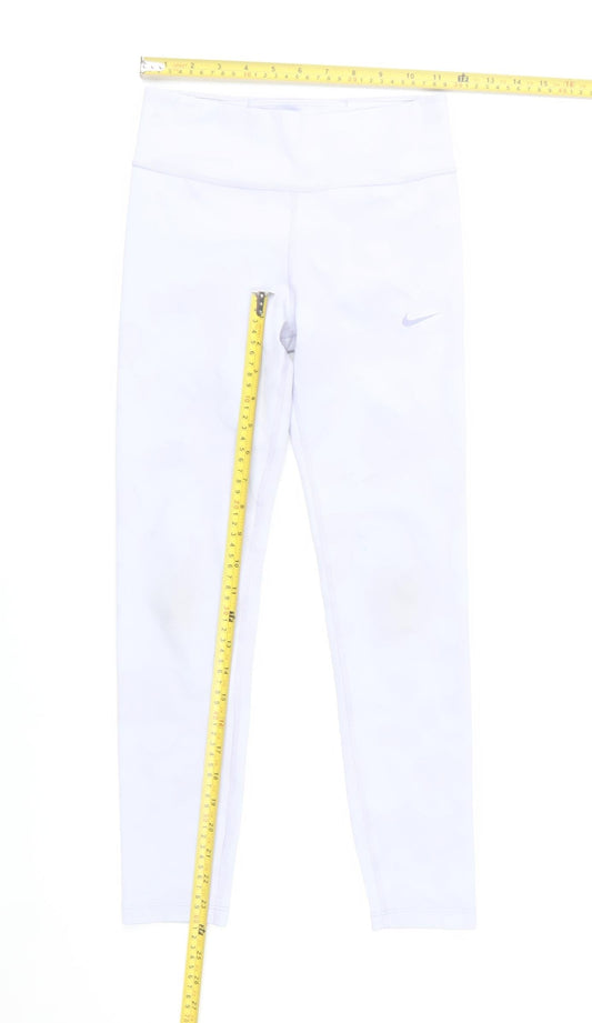 Nike Girls White Dri-Fit Leggings Slim Fit Sports Activewear Size 11 Years