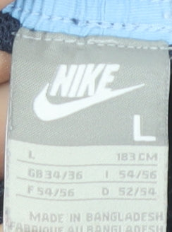 Nike Men’s Blue L Sports Shorts Elastic Waist Pockets Quick Dry