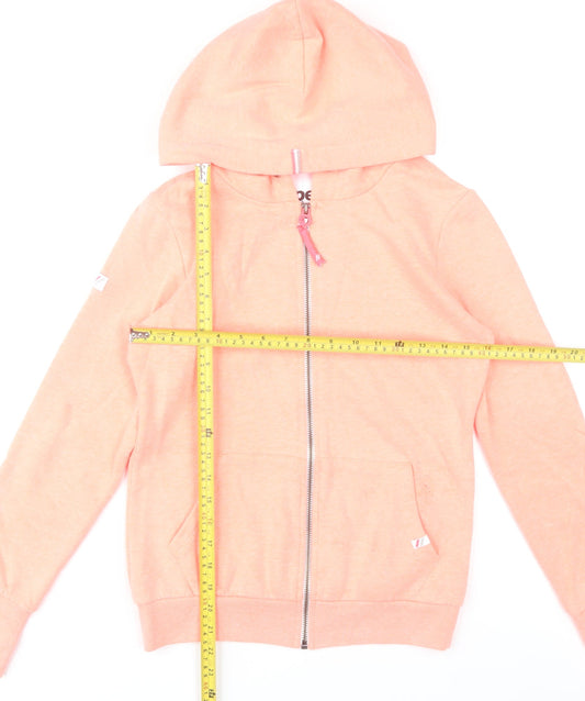 Superdry Womens Coral Pink Full Zip Hoodie XS UK 8 Cotton Blend