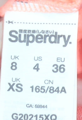 Superdry Womens Coral Pink Full Zip Hoodie XS UK 8 Cotton Blend