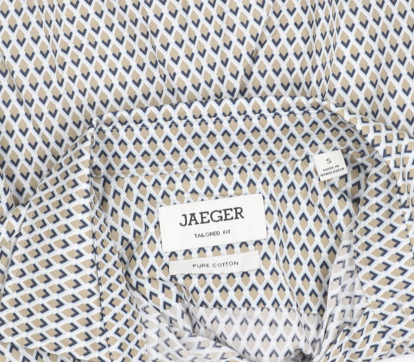 Jaeger Men's Multicoloured Geometric Cotton Slim Fit Shirt S