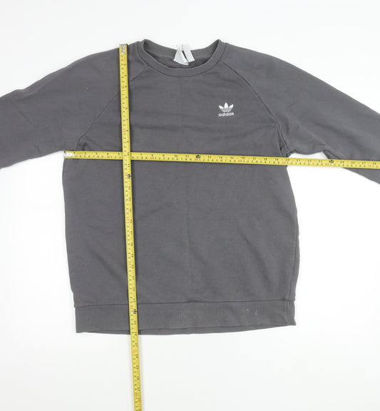 Adidas Mens Grey Medium Pullover Sweatshirt Crew Neck Logo Sportswear
