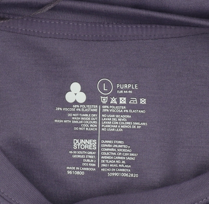 Brand and care label for Dunnes Women’s Purple L Pullover Sweatshirt Crew Neck Lightweight