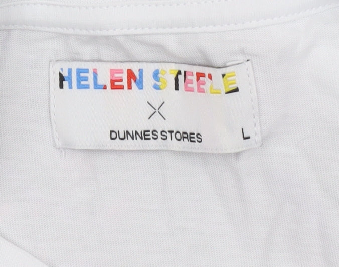 Additional view of Dunnes X Helen Steele women’s white animal print t-shirt, size L