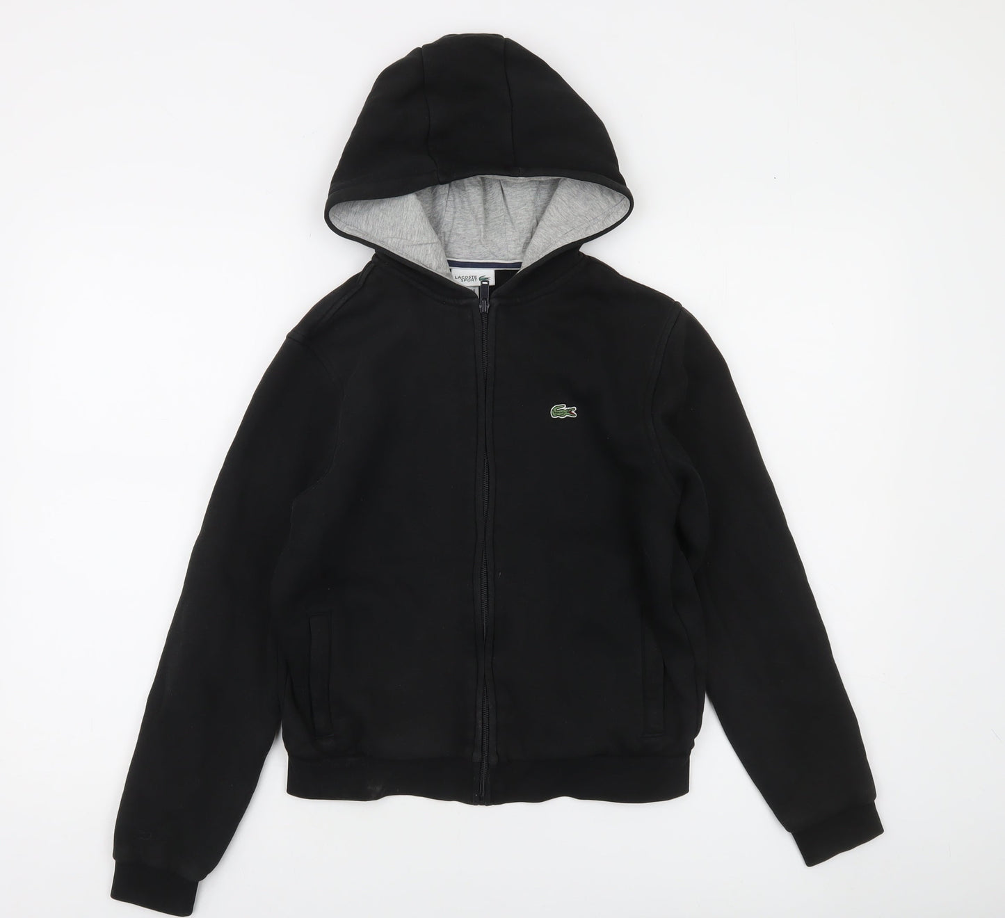 Lacoste Sport Boys Black Full Zip Hoodie 14 Years 164cm Cotton Blend