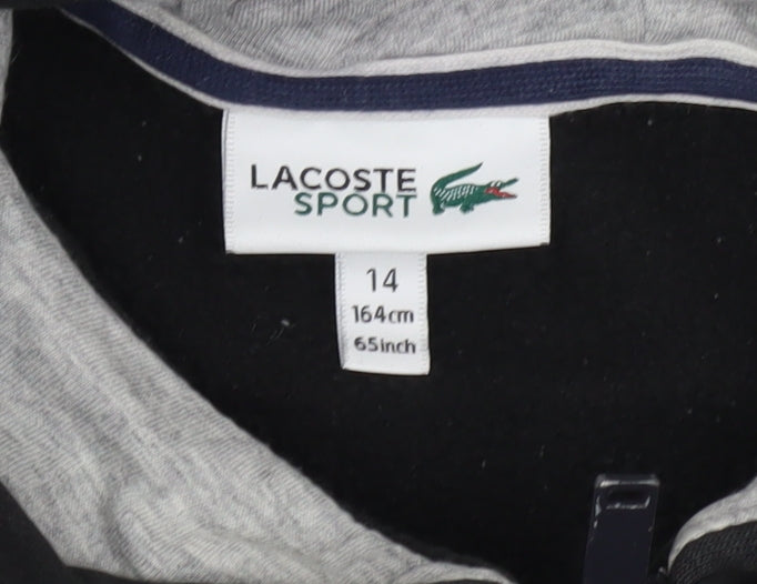 Lacoste Sport Boys Black Full Zip Hoodie 14 Years 164cm Cotton Blend
