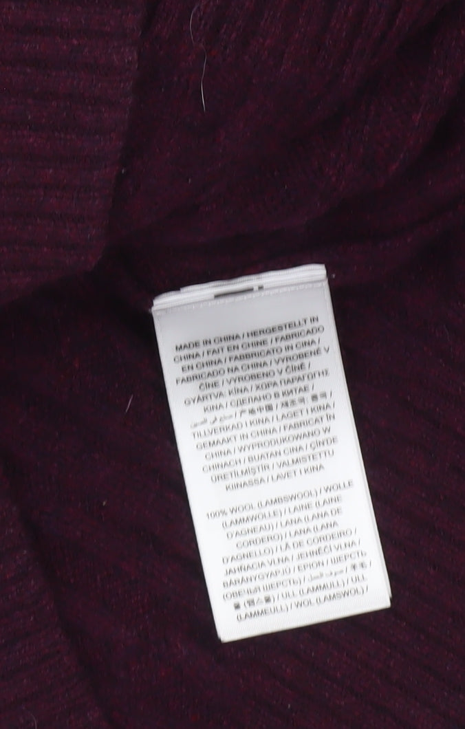 GANT Men’s Purple Lambswool Cable-Knit Jumper XL Crew Neck