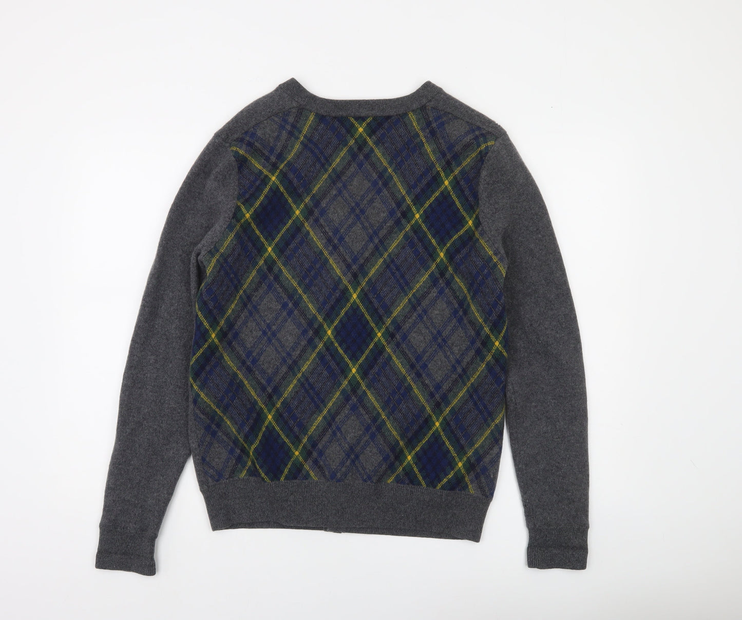 Fred Perry Men's Grey Wool Argyle Cardigan L V-Neck Classic Style