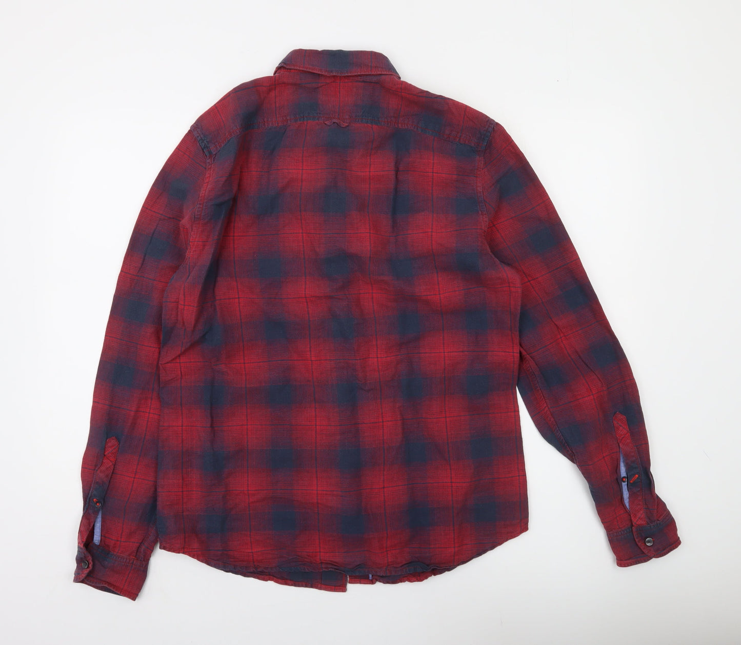 Timberland Men's Red Plaid Slim Fit Button-Up Cotton Shirt M