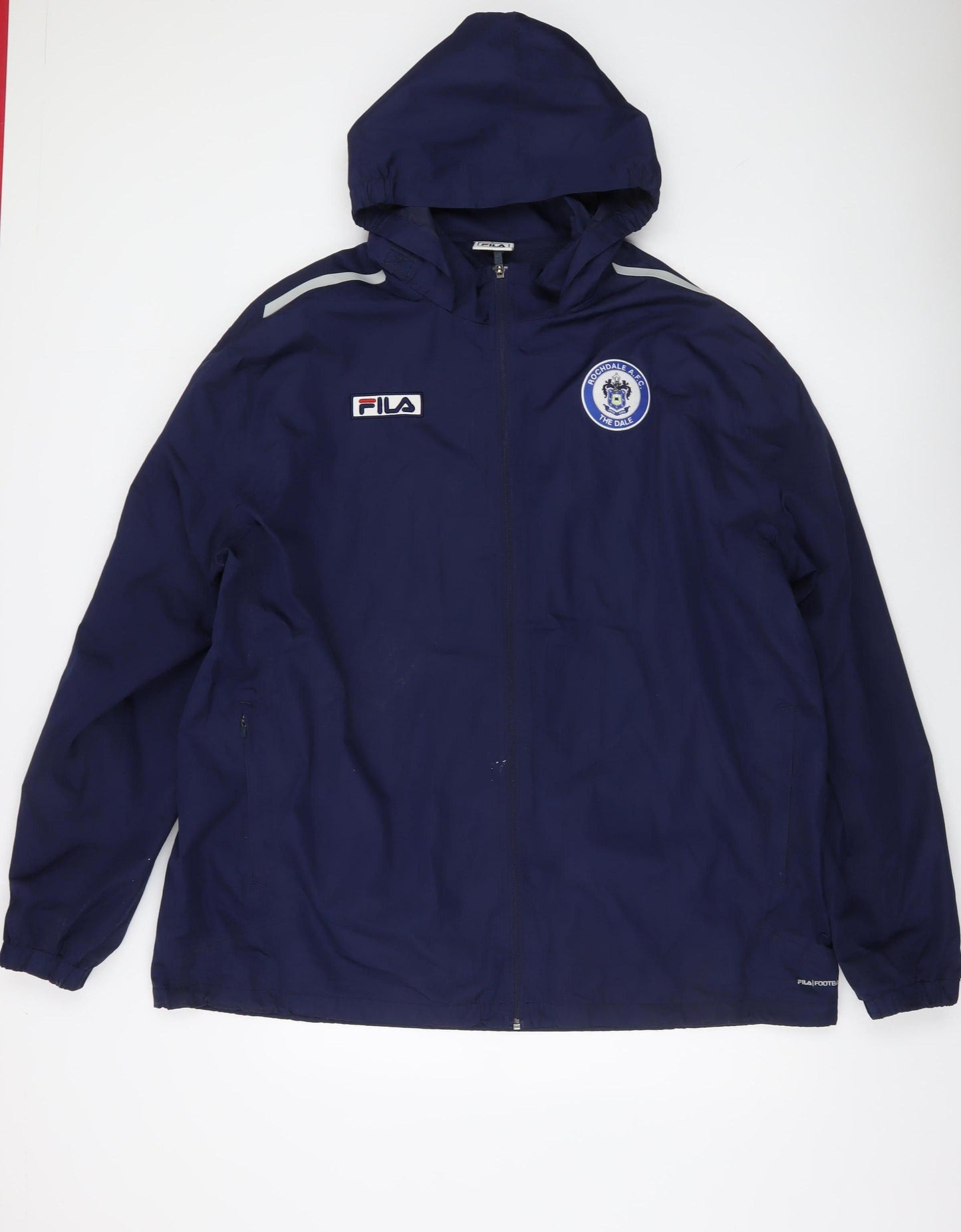 FILA Men's Blue 3XL Hooded Windbreaker Jacket with Logo Print