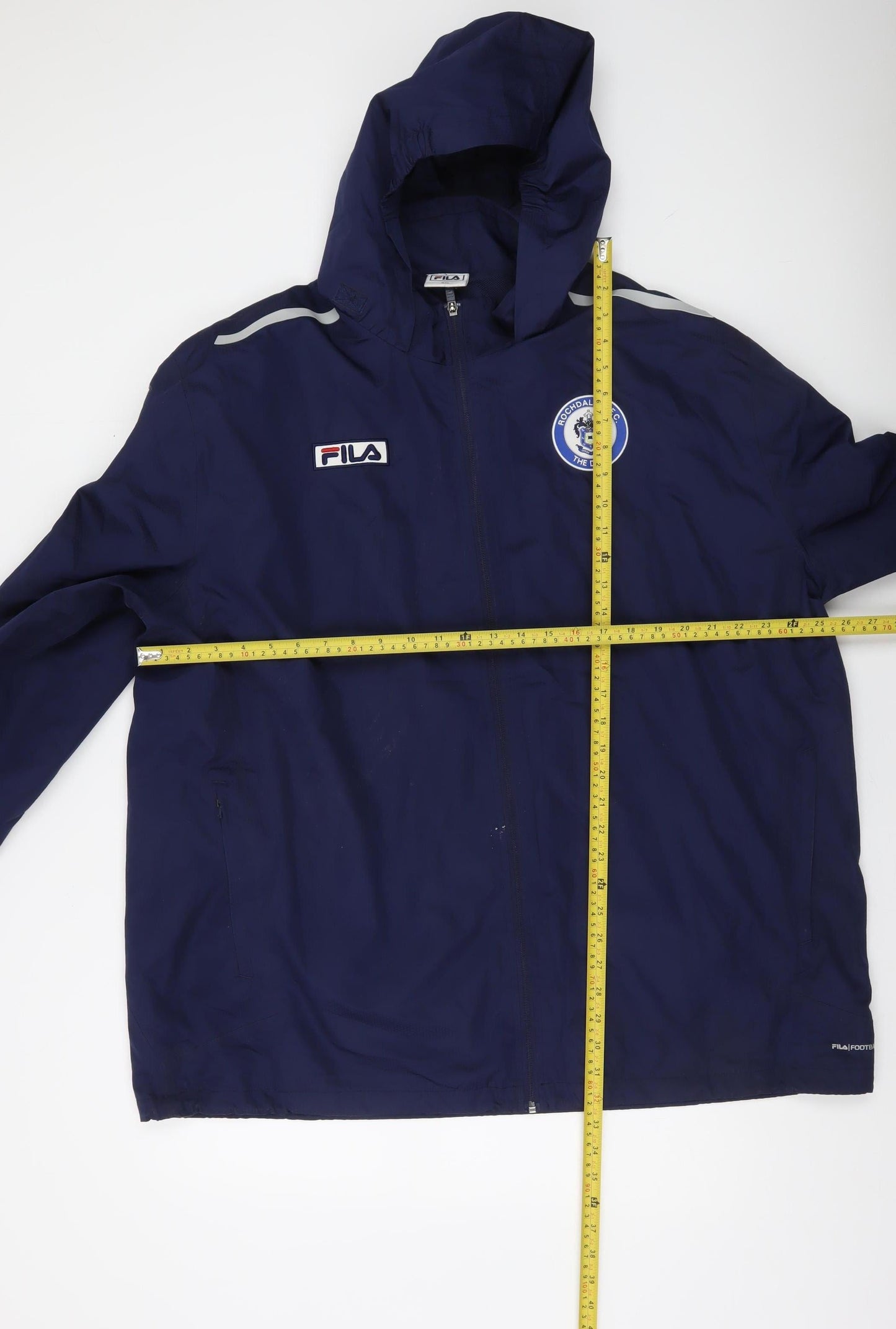 FILA Men's Blue 3XL Hooded Windbreaker Jacket with Logo Print