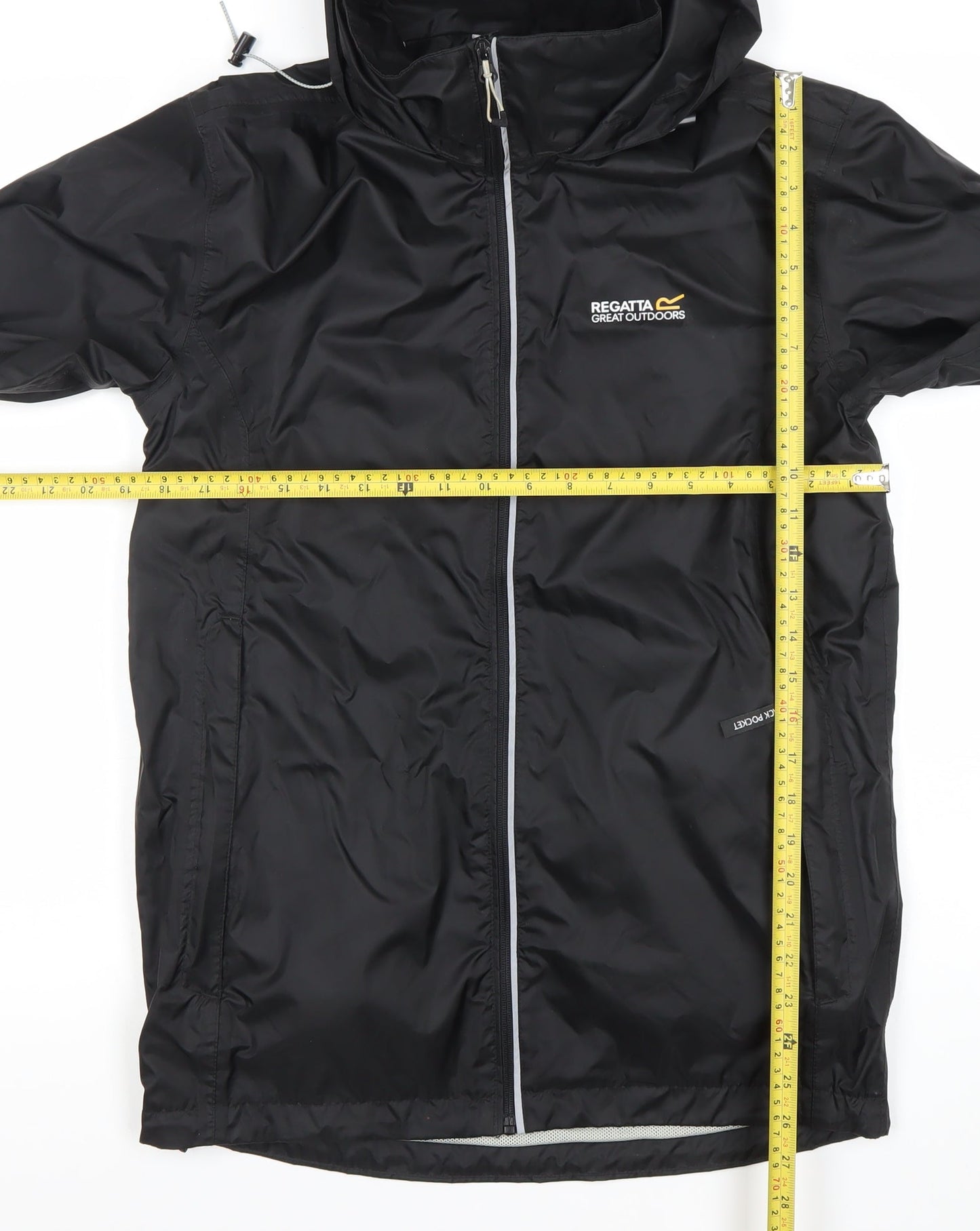 Regatta Men's Black Waterproof Hooded Rain Jacket Size S