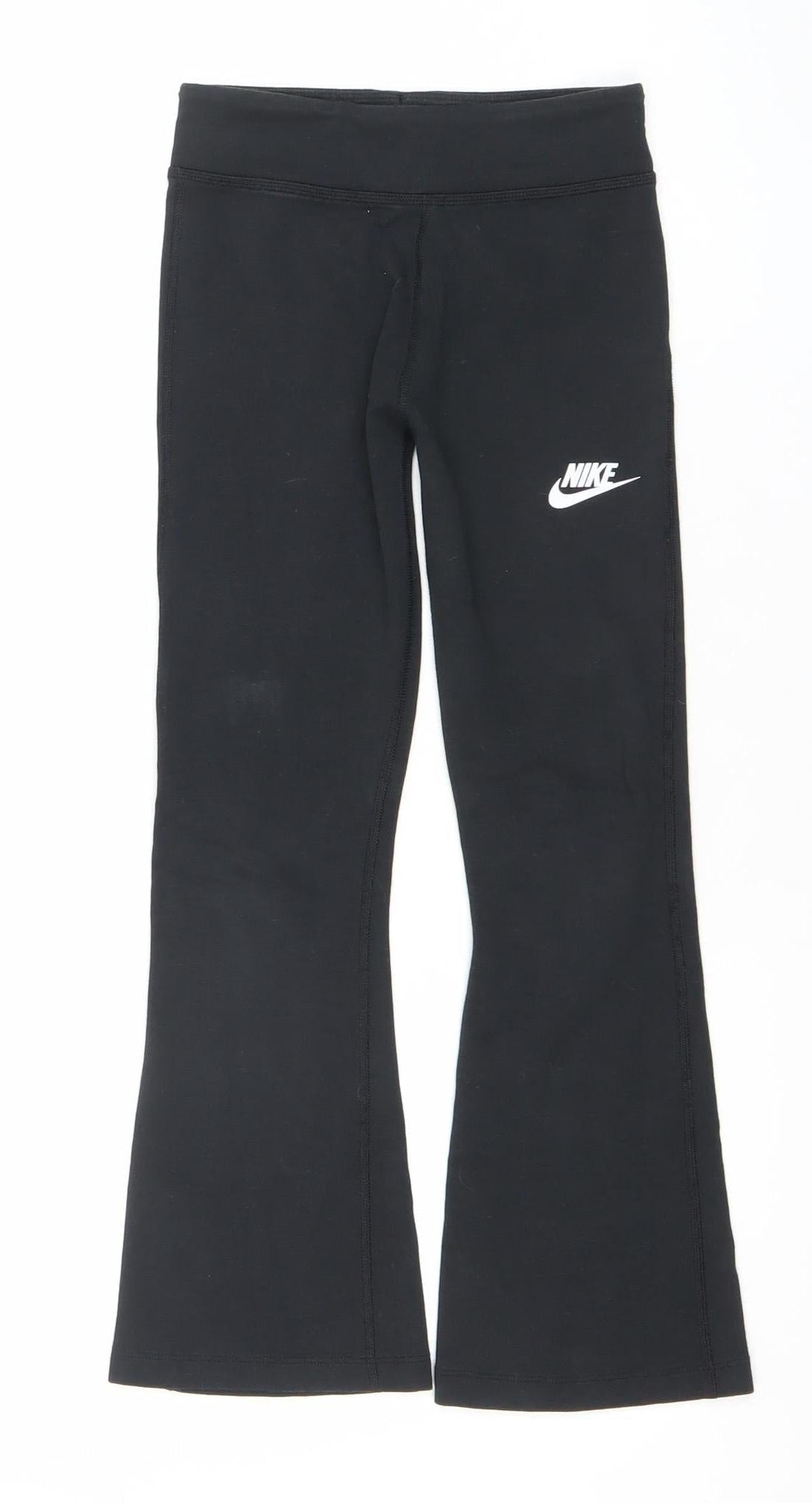 Nike Girls Black Ankle Leggings S Slim Fit Activewear Stretch Trousers
