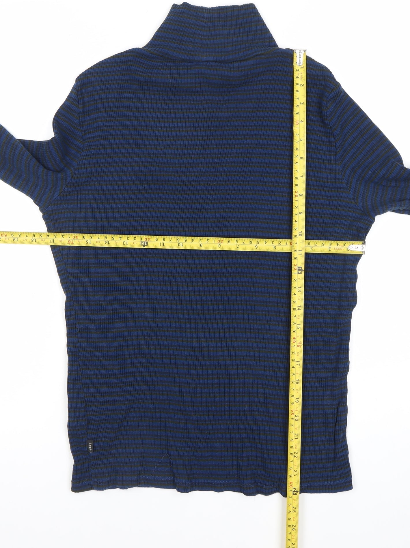 Lee Womens Blue Striped Slim Fit Roll Neck Long Sleeve T-Shirt XL