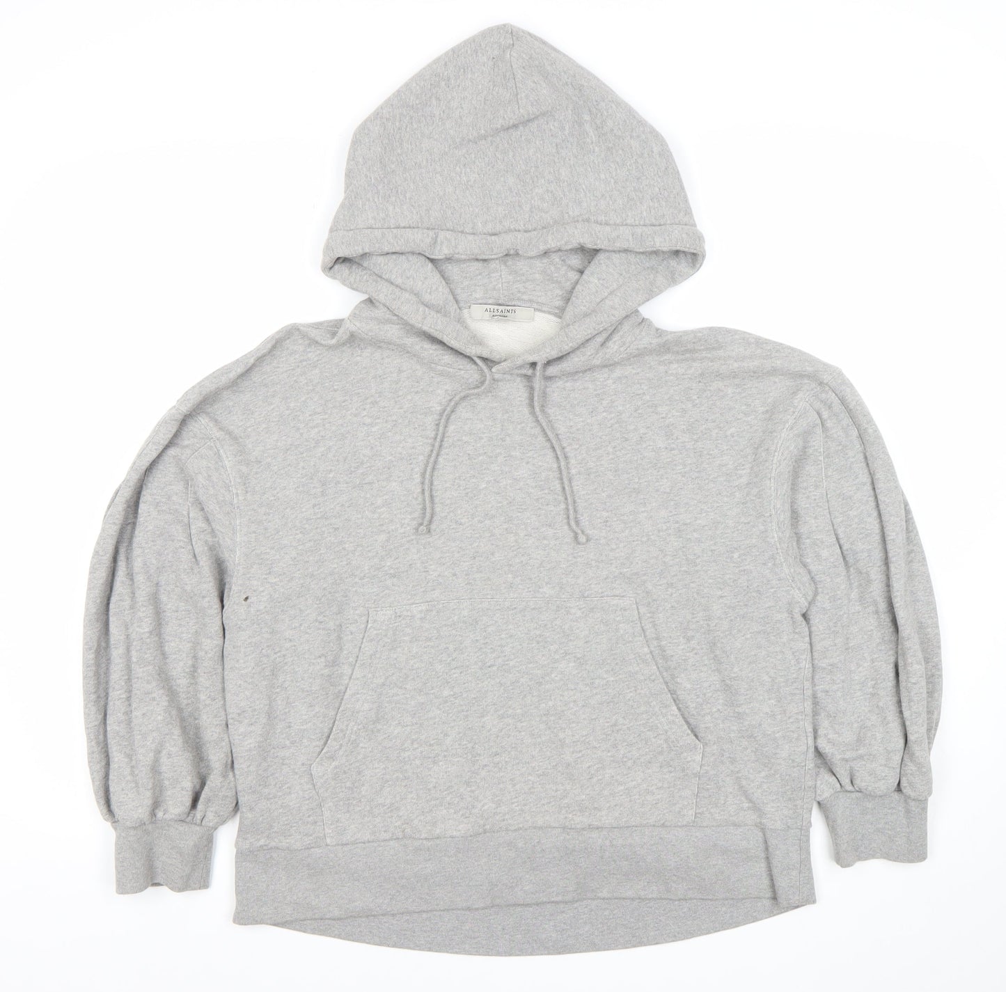AllSaints Women's Grey Pullover Hoodie Medium Cotton Blend
