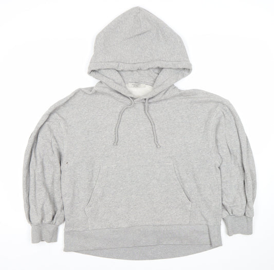 AllSaints Women's Grey Pullover Hoodie Medium Cotton Blend