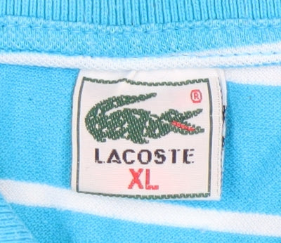 Lacoste Men's Blue Striped Cotton Short Sleeve Polo Shirt XL