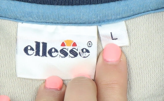 Ellesse Mens Blue Crew Neck Sweatshirt L Retro Embroidered Logo