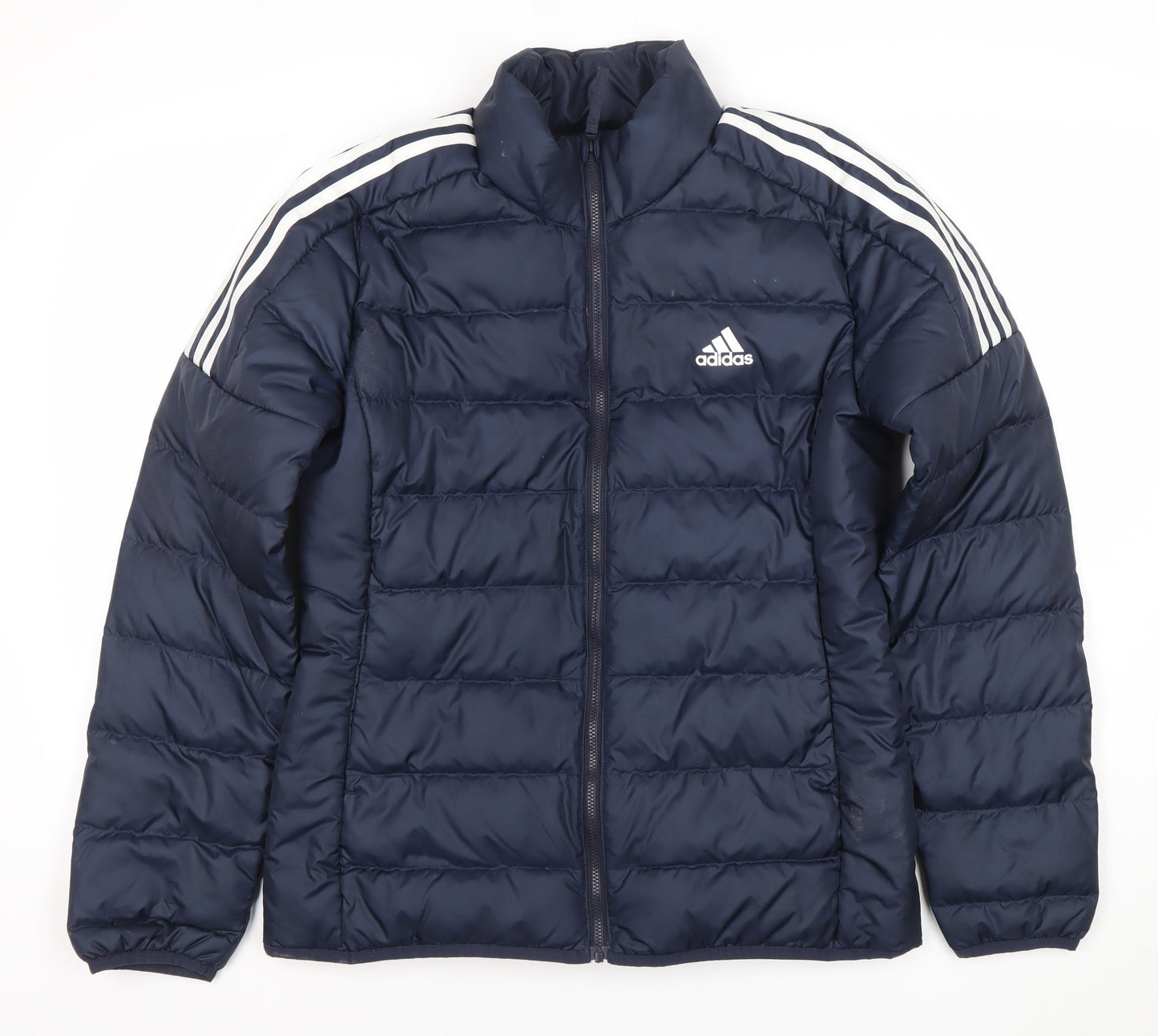 Adidas Women Blue Puffer Jacket M Full Zip Quilted Winter Coat