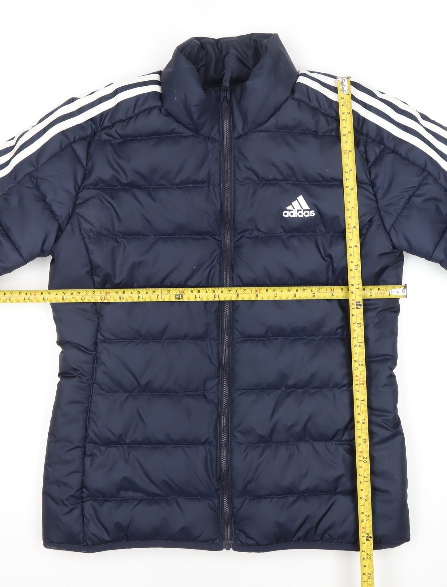 Adidas Women Blue Puffer Jacket M Full Zip Quilted Winter Coat